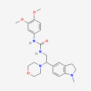 molecular formula C24H32N4O4 B2564653 1-(3,4-Dimethoxyphenyl)-3-(2-(1-methylindolin-5-yl)-2-morpholinoethyl)urea CAS No. 1171895-32-1