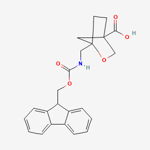 molecular formula C23H23NO5 B2564682 1-[(9H-Fluoren-9-ylmethoxycarbonylamino)methyl]-2-oxabicyclo[2.2.1]heptane-4-carboxylic acid CAS No. 2287333-55-3