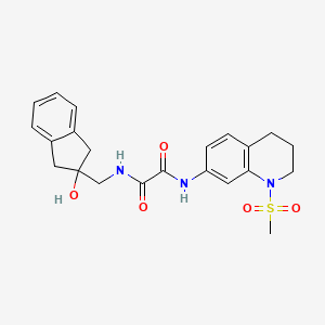 molecular formula C22H25N3O5S B2564692 N1-((2-hydroxy-2,3-dihydro-1H-inden-2-yl)methyl)-N2-(1-(methylsulfonyl)-1,2,3,4-tetrahydroquinolin-7-yl)oxalamide CAS No. 2034408-93-8