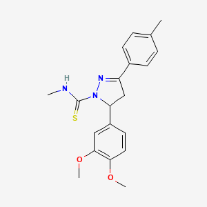 molecular formula C20H23N3O2S B2564712 5-(3,4-dimethoxyphenyl)-N-methyl-3-(p-tolyl)-4,5-dihydro-1H-pyrazole-1-carbothioamide CAS No. 384356-87-0