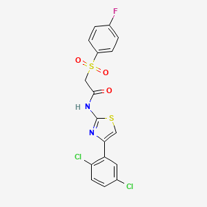 molecular formula C17H11Cl2FN2O3S2 B2564713 N-(4-(2,5-二氯苯基)噻唑-2-基)-2-((4-氟苯基)磺酰基)乙酰胺 CAS No. 895471-04-2