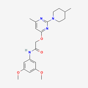 molecular formula C21H28N4O4 B2564724 N-(3,5-dimethoxyphenyl)-2-{[6-methyl-2-(4-methylpiperidin-1-yl)pyrimidin-4-yl]oxy}acetamide CAS No. 1029724-16-0