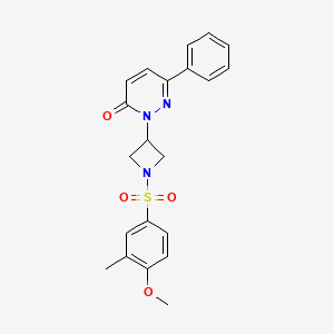 molecular formula C21H21N3O4S B2564730 2-[1-(4-Methoxy-3-methylbenzenesulfonyl)azetidin-3-yl]-6-phenyl-2,3-dihydropyridazin-3-one CAS No. 2380186-44-5