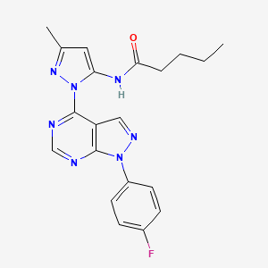 molecular formula C20H20FN7O B2564747 N-{1-[1-(4-fluorophenyl)-1H-pyrazolo[3,4-d]pyrimidin-4-yl]-3-methyl-1H-pyrazol-5-yl}pentanamide CAS No. 1007007-99-9