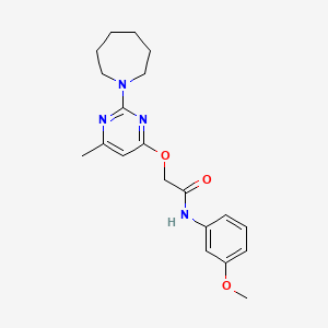 molecular formula C20H26N4O3 B2564752 2-((2-(azepan-1-yl)-6-methylpyrimidin-4-yl)oxy)-N-(3-methoxyphenyl)acetamide CAS No. 1226458-23-6
