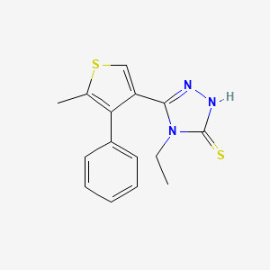 molecular formula C15H15N3S2 B2564754 4-乙基-5-(5-甲基-4-苯基噻吩-3-基)-4H-1,2,4-三唑-3-硫醇 CAS No. 438230-83-2