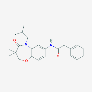 molecular formula C24H30N2O3 B2564755 N-(5-异丁基-3,3-二甲基-4-氧代-2,3,4,5-四氢苯并[b][1,4]恶二杂环辛-7-基)-2-(间甲苯基)乙酰胺 CAS No. 921865-29-4