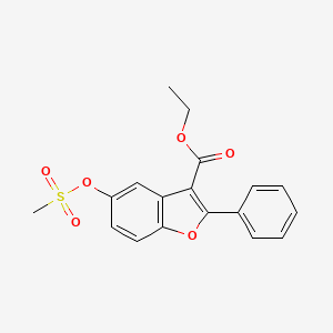 molecular formula C18H16O6S B2564758 Ethyl 5-(methanesulfonyloxy)-2-phenyl-1-benzofuran-3-carboxylate CAS No. 315237-40-2