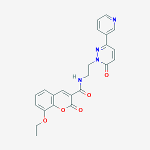 molecular formula C23H20N4O5 B2564760 8-乙氧基-2-氧代-N-(2-(6-氧代-3-(吡啶-3-基)吡哒嗪-1(6H)-基)乙基)-2H-色烯-3-甲酰胺 CAS No. 1021137-35-8