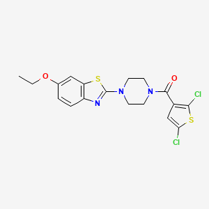 molecular formula C18H17Cl2N3O2S2 B2564766 (2,5-Dichlorothiophen-3-yl)(4-(6-ethoxybenzo[d]thiazol-2-yl)piperazin-1-yl)methanone CAS No. 897470-56-3