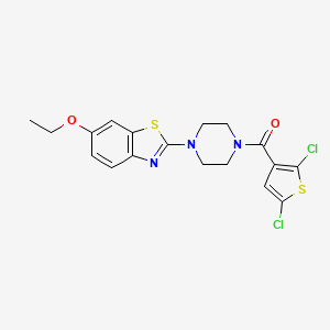 molecular formula C18H17Cl2N3O2S2 B2564766 (2,5-二氯噻吩-3-基)(4-(6-乙氧基苯并[d]噻唑-2-基)哌嗪-1-基)甲酮 CAS No. 897470-56-3