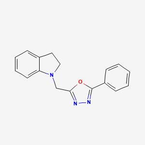 molecular formula C17H15N3O B2564771 1-[(5-phenyl-1,3,4-oxadiazol-2-yl)methyl]-2,3-dihydro-1H-indole CAS No. 881988-92-7