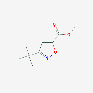 molecular formula C9H15NO3 B2564775 3-tert-Butyl-2-isoxazoline-5-carboxylic acid methyl ester CAS No. 128709-25-1