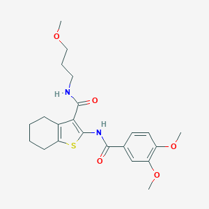 molecular formula C22H28N2O5S B256478 2-(3,4-dimethoxybenzamido)-N-(3-methoxypropyl)-4,5,6,7-tetrahydro-1-benzothiophene-3-carboxamide 