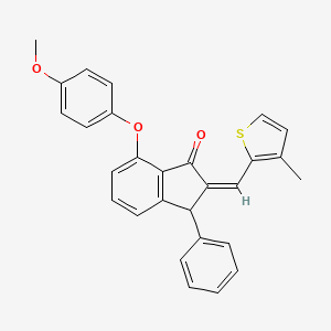 molecular formula C28H22O3S B2564781 7-(4-Methoxyphenoxy)-2-[(3-methyl-2-thienyl)methylene]-3-phenyl-1-indanone CAS No. 337921-49-0