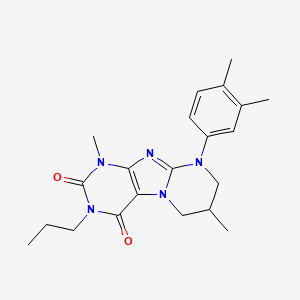 molecular formula C21H27N5O2 B2564783 9-(3,4-dimethylphenyl)-1,7-dimethyl-3-propyl-7,8-dihydro-6H-purino[7,8-a]pyrimidine-2,4-dione CAS No. 845807-79-6
