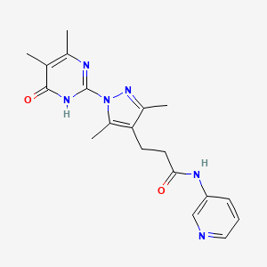 molecular formula C19H22N6O2 B2564787 3-(1-(4,5-二甲基-6-氧代-1,6-二氢嘧啶-2-基)-3,5-二甲基-1H-吡唑-4-基)-N-(吡啶-3-基)丙酰胺 CAS No. 1171908-24-9