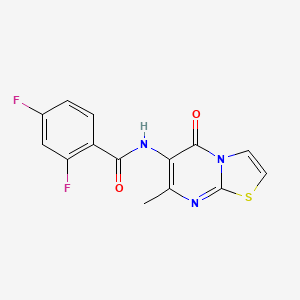 molecular formula C14H9F2N3O2S B2564798 2,4-二氟代-N-(7-甲基-5-氧代-5H-噻唑并[3,2-a]嘧啶-6-基)苯甲酰胺 CAS No. 942003-66-9