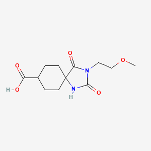 molecular formula C12H18N2O5 B2564804 3-(2-Methoxyethyl)-2,4-dioxo-1,3-diazaspiro[4.5]decane-8-carboxylic acid CAS No. 1708427-90-0