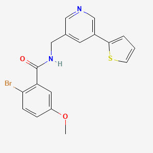 molecular formula C18H15BrN2O2S B2564811 2-溴-5-甲氧基-N-((5-(噻吩-2-基)吡啶-3-基)甲基)苯甲酰胺 CAS No. 2034485-29-3