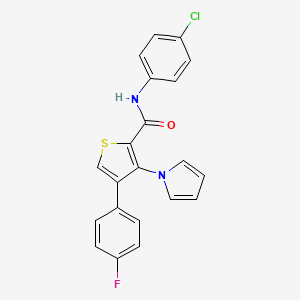 molecular formula C21H14ClFN2OS B2564812 N-(4-氯苯基)-4-(4-氟苯基)-3-(1H-吡咯-1-基)噻吩-2-甲酰胺 CAS No. 1358506-76-9