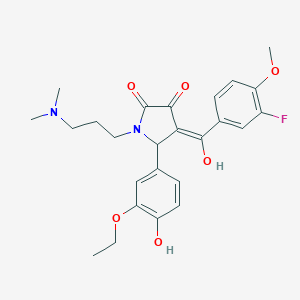 molecular formula C25H29FN2O6 B256482 1-[3-(dimethylamino)propyl]-5-(3-ethoxy-4-hydroxyphenyl)-4-[(3-fluoro-4-methoxyphenyl)carbonyl]-3-hydroxy-1,5-dihydro-2H-pyrrol-2-one 