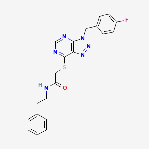 molecular formula C21H19FN6OS B2564826 2-((3-(4-fluorobenzyl)-3H-[1,2,3]triazolo[4,5-d]pyrimidin-7-yl)thio)-N-phenethylacetamide CAS No. 863458-05-3