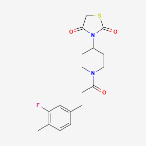 molecular formula C18H21FN2O3S B2564839 3-(1-(3-(3-氟-4-甲基苯基)丙酰)哌啶-4-基)噻唑烷-2,4-二酮 CAS No. 2034276-65-6