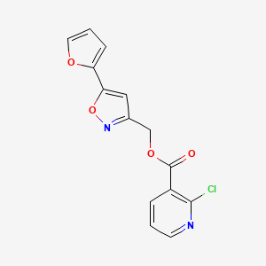 molecular formula C14H9ClN2O4 B2564840 [5-(Furan-2-yl)-1,2-oxazol-3-yl]methyl 2-chloropyridine-3-carboxylate CAS No. 879320-26-0
