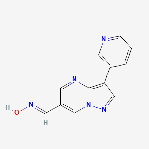 molecular formula C12H9N5O B2564854 3-(Pyridin-3-yl)pyrazolo[1,5-a]pyrimidine-6-carbaldehyde oxime CAS No. 1111597-82-0