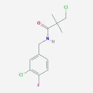 molecular formula C12H14Cl2FNO B2564855 N1-(3-chloro-4-fluorobenzyl)-3-chloro-2,2-dimethylpropanamide CAS No. 243963-41-9