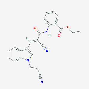molecular formula C24H20N4O3 B256486 ethyl 2-[[(E)-2-cyano-3-[1-(2-cyanoethyl)indol-3-yl]prop-2-enoyl]amino]benzoate 