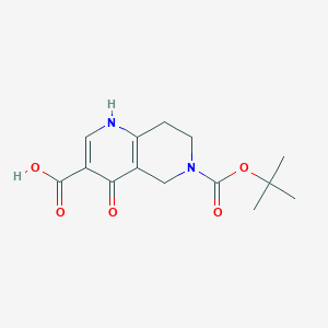 molecular formula C14H18N2O5 B2564865 6-(叔丁氧羰基)-4-羟基-5,6,7,8-四氢-1,6-萘啶-3-羧酸 CAS No. 2219376-82-4