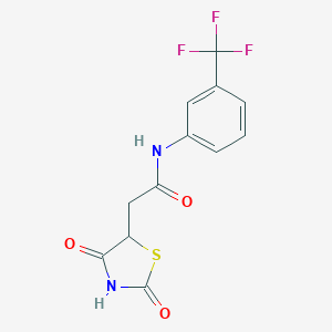 molecular formula C12H9F3N2O3S B256487 2-(2,4-dioxo-1,3-thiazolidin-5-yl)-N-[3-(trifluoromethyl)phenyl]acetamide 