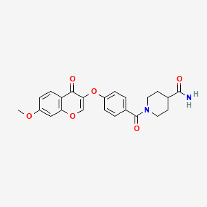 molecular formula C23H22N2O6 B2564870 1-(4-((7-甲氧基-4-氧代-4H-色烯-3-基)氧基)苯甲酰)哌啶-4-甲酰胺 CAS No. 951998-08-6
