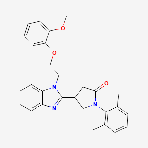 molecular formula C28H29N3O3 B2564874 1-(2,6-二甲苯基)-4-{1-[2-(2-甲氧苯氧)乙基]-1H-苯并咪唑-2-基}吡咯烷-2-酮 CAS No. 915188-50-0