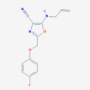 molecular formula C14H12FN3O2 B256488 5-(Allylamino)-2-[(4-fluorophenoxy)methyl]-1,3-oxazole-4-carbonitrile 