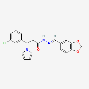 B2564882 N'-[(1E)-(2H-1,3-benzodioxol-5-yl)methylidene]-3-(3-chlorophenyl)-3-(1H-pyrrol-1-yl)propanehydrazide CAS No. 866134-01-2