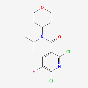 molecular formula C14H17Cl2FN2O2 B2564884 2,6-二氯-5-氟-N-(氧杂-4-基)-N-丙-2-基吡啶-3-甲酰胺 CAS No. 1436268-69-7