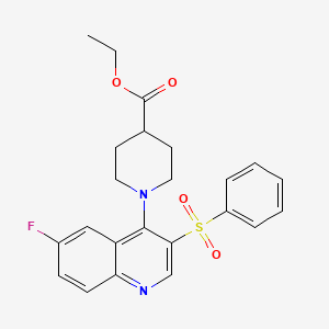 B2564888 Ethyl 1-[3-(benzenesulfonyl)-6-fluoroquinolin-4-yl]piperidine-4-carboxylate CAS No. 866844-21-5