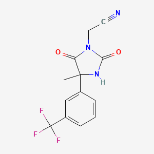 molecular formula C13H10F3N3O2 B2564901 2-{4-Methyl-2,5-dioxo-4-[3-(trifluoromethyl)phenyl]imidazolidin-1-yl}acetonitrile CAS No. 1197804-74-2