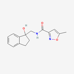 molecular formula C15H16N2O3 B2564907 N-((1-hydroxy-2,3-dihydro-1H-inden-1-yl)methyl)-5-methylisoxazole-3-carboxamide CAS No. 1351641-80-9