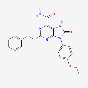 molecular formula C22H21N5O3 B2564909 9-(4-乙氧苯基)-8-氧代-2-苯乙基-8,9-二氢-7H-嘌呤-6-甲酰胺 CAS No. 898422-12-3