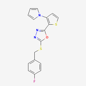 4-fluorobenzyl 5-[3-(1H-pyrrol-1-yl)-2-thienyl]-1,3,4-oxadiazol-2-yl sulfide