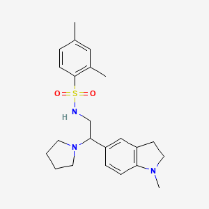 2,4-dimethyl-N-(2-(1-methylindolin-5-yl)-2-(pyrrolidin-1-yl)ethyl)benzenesulfonamide