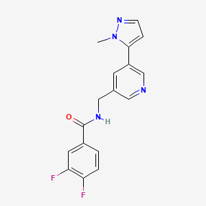 molecular formula C17H14F2N4O B2564919 3,4-difluoro-N-((5-(1-methyl-1H-pyrazol-5-yl)pyridin-3-yl)methyl)benzamide CAS No. 2034308-30-8