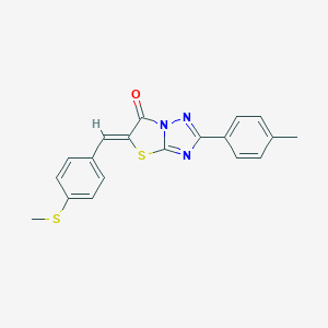molecular formula C19H15N3OS2 B256492 2-(4-methylphenyl)-5-[4-(methylsulfanyl)benzylidene][1,3]thiazolo[3,2-b][1,2,4]triazol-6(5H)-one 