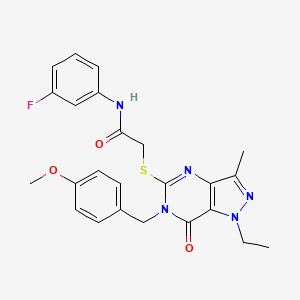 2-((1-ethyl-6-(4-methoxybenzyl)-3-methyl-7-oxo-6,7-dihydro-1H-pyrazolo[4,3-d]pyrimidin-5-yl)thio)-N-(3-fluorophenyl)acetamide