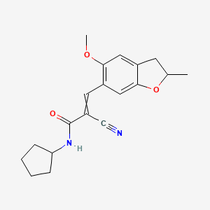 B2564952 2-cyano-N-cyclopentyl-3-(5-methoxy-2-methyl-2,3-dihydro-1-benzofuran-6-yl)prop-2-enamide CAS No. 1424749-83-6