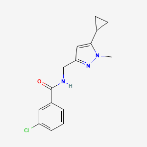 3-chloro-N-((5-cyclopropyl-1-methyl-1H-pyrazol-3-yl)methyl)benzamide